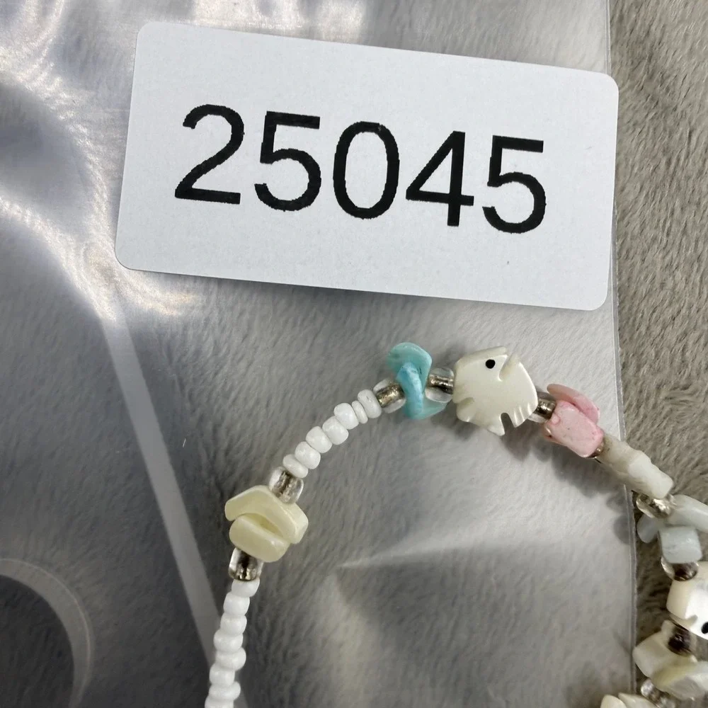 Vintage Heishi Fetish Necklace Beaded Carved Shell Fish‎ 16